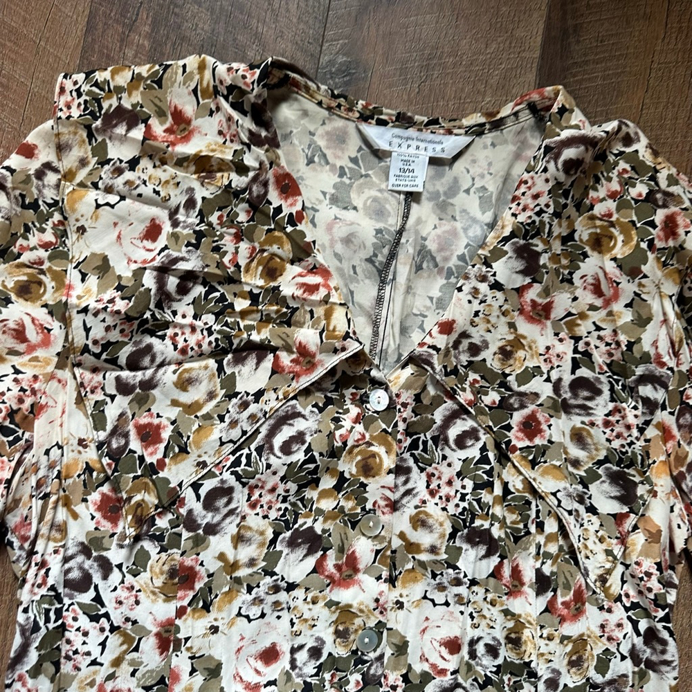 Women's Express Floral Midi Dress 13/ 14 size Vintage - Picture 6 of 14